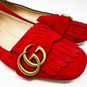 Authentic- Gucci Marmont Red Flats shoes